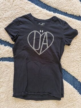 Under Armour Black Graphic HeatGear Tee with White Logo